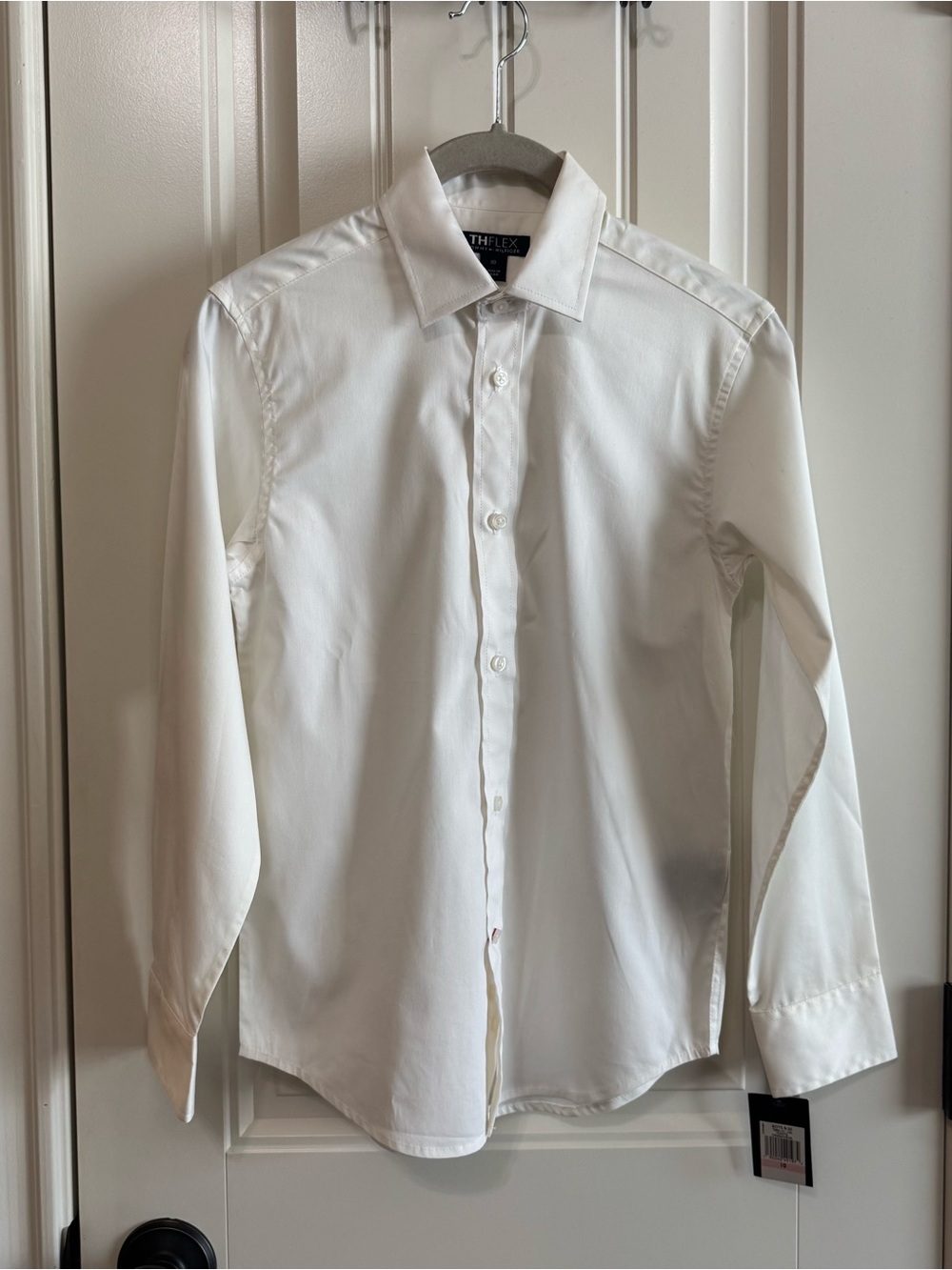 NWT Tommy Hilfiger Boys THFLEX White Dress Shirt Size 10 Stretch Button Up